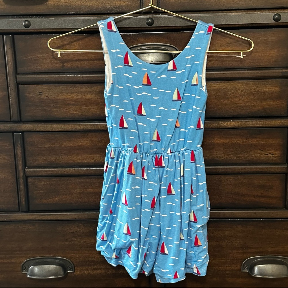 Blue Sailboat Print Short Leggy Romper